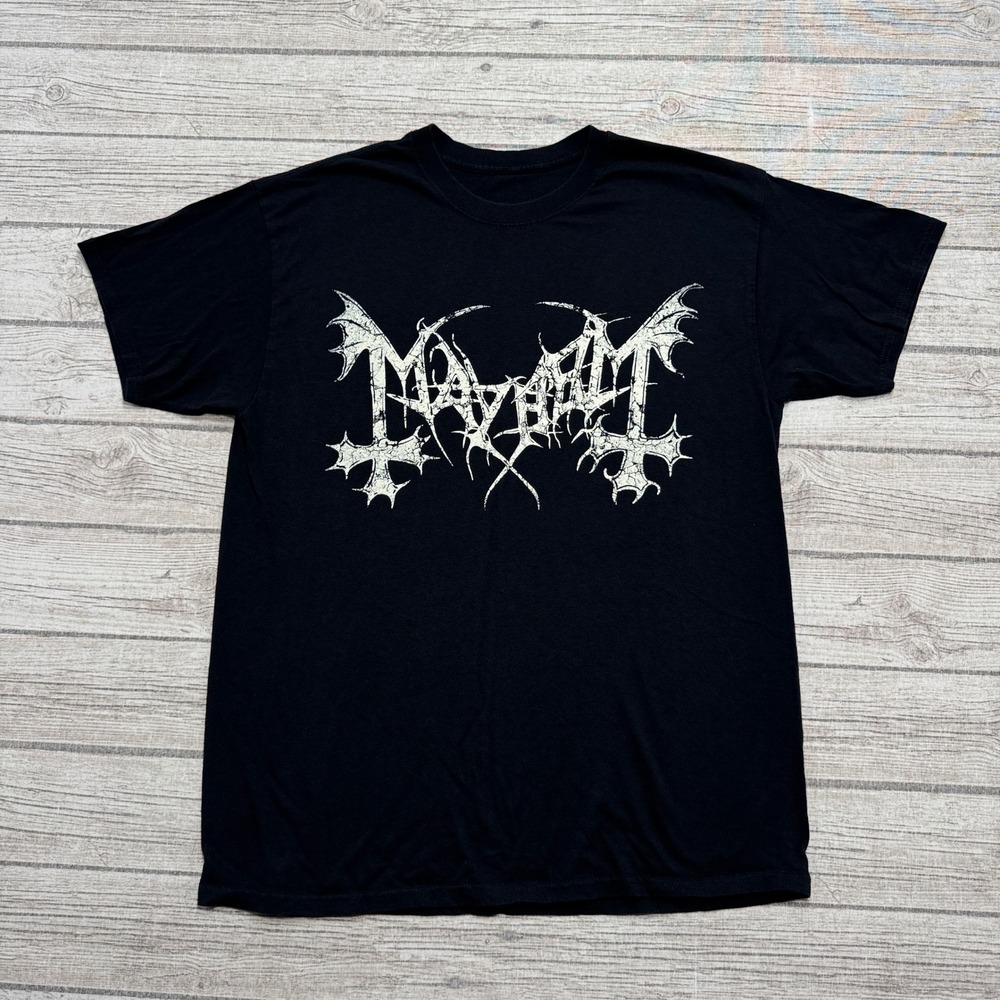 Y2K Mayhem T-Shirt Mens Large Black Razamataz No Love No Hate Heavy Metal Gothic
